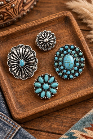 WESTERN TQ GEMSTONE CONCHO MIX PIN SET