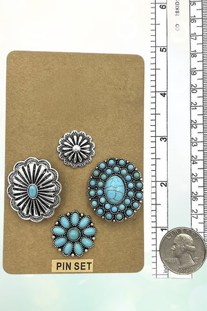 WESTERN TQ GEMSTONE CONCHO MIX PIN SET