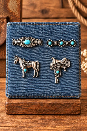 WESTERN TQ GEMSTONE EQUESTRIAN MIX PIN SET