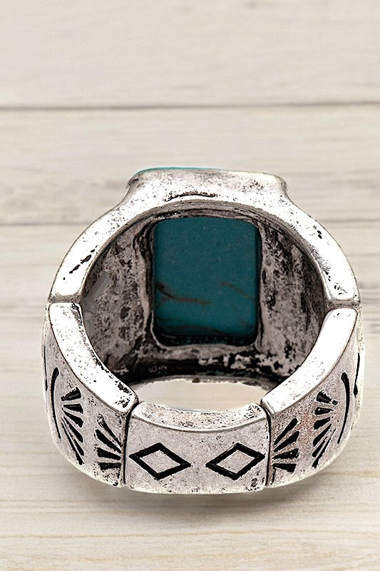 Square Gem Accent Stretch Ring