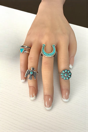 TQ GEM ACCENT WESTERN DESIGN 5 CUFF RING SET