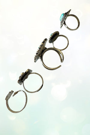 TQ GEM ACCENT WESTERN DESIGN 5 CUFF RING SET