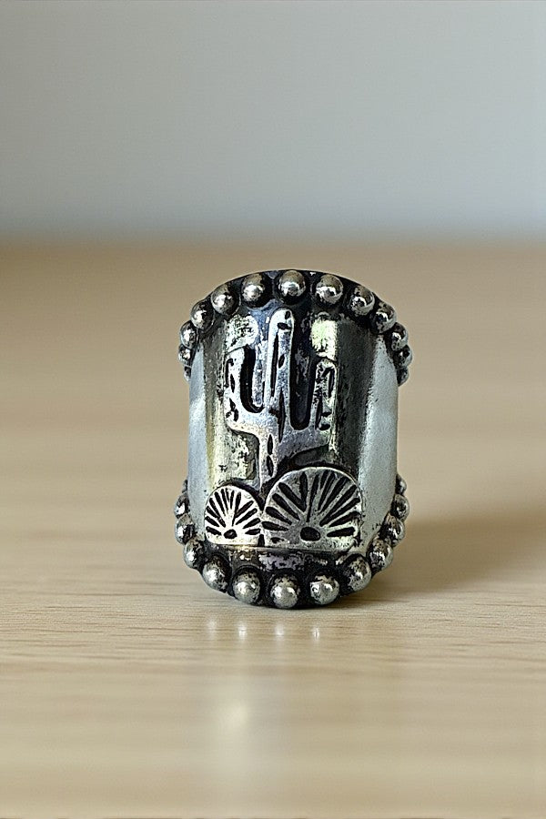WESTERN CACTUS DESIGN CUFF RING