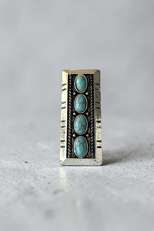 WESTERN TQ GEM ALIGNED RECTANGULAR BAR CUFF RING