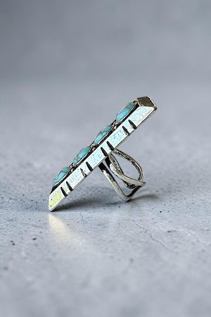 WESTERN TQ GEM ALIGNED RECTANGULAR BAR CUFF RING