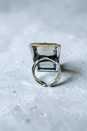WESTERN TQ GEM ALIGNED RECTANGULAR BAR CUFF RING