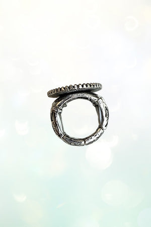 WESTERN CACTUS ETCHED OVAL CUFF RING