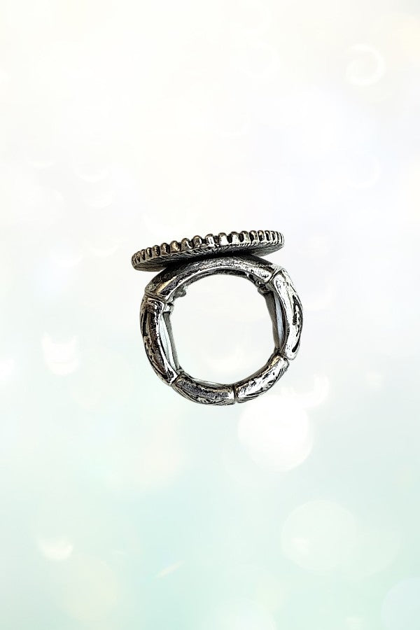 WESTERN CACTUS ETCHED OVAL CUFF RING