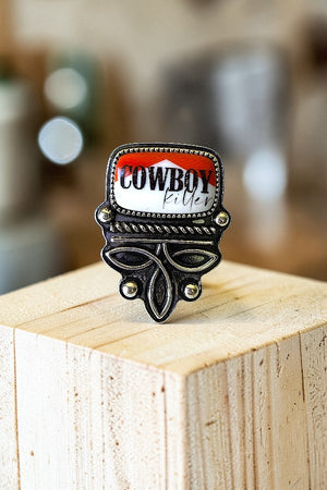 WESTERN VINTAGE LOOK COWBOY KILLER BOOT STITCH CUFF RING