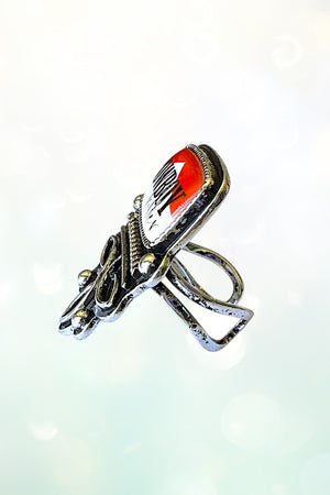 WESTERN VINTAGE LOOK COWBOY KILLER BOOT STITCH CUFF RING