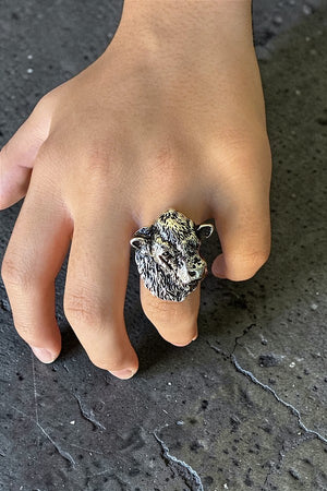 WESTERN ETCHED COW HEAD CUFF STATEMENT RING