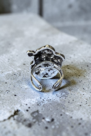 WESTERN ETCHED COW HEAD CUFF STATEMENT RING