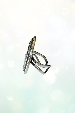 WESTERN BLACK DONKEY HEAD ROUND PORTRAIT CUFF RING