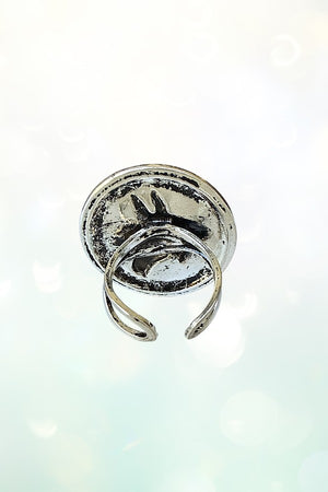 WESTERN BLACK DONKEY HEAD ROUND PORTRAIT CUFF RING
