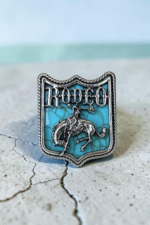 WESTERN TURQUOISE GEM INLAY RODEO STATEMENT CUFF RING