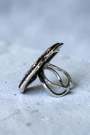 WESTERN FLORAL ENGRAVED CROSS STATEMENT RING