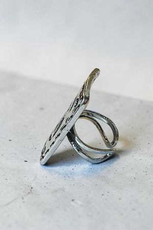 WESTERN THUNDERBIRD ETCHED CONCHO STATEMENT CUFF RING