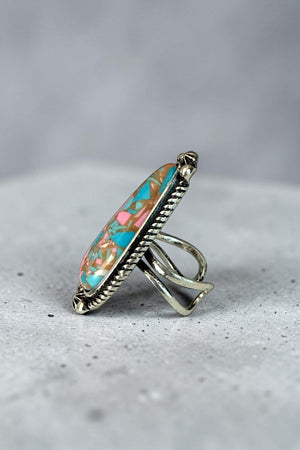 WESTERN COTTON CANCY OBLONG STONE STATEMENT CUFF RING