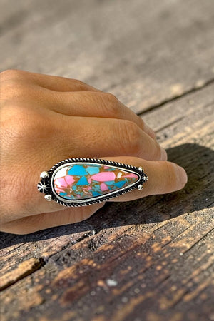 WESTERN COTTON CANCY OBLONG STONE STATEMENT CUFF RING
