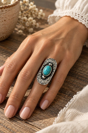 WESTERN OVAL CONCHO TQ CENTERED STATEMENT CUFF RING