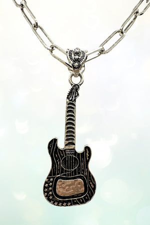 Western Guitar Chain Necklace Earring Set