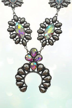 WESTERN AB GEMSTONE SQUASH BLOSSOM NECKLACE SET