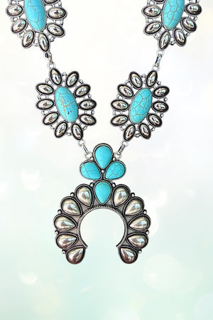 WESTERN AB GEMSTONE SQUASH BLOSSOM NECKLACE SET