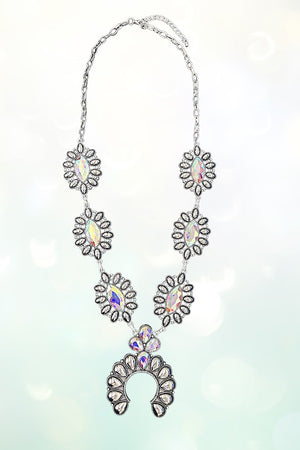 WESTERN AB GEMSTONE SQUASH BLOSSOM NECKLACE SET