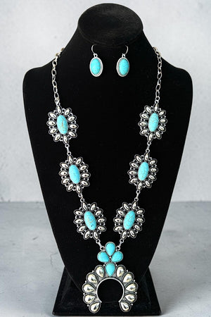 WESTERN AB GEMSTONE SQUASH BLOSSOM NECKLACE SET