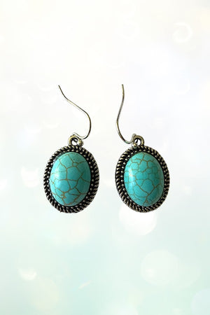 WESTERN TURQUOISE AB GEMSTONE STATEMENT NECKLACE EARRING SET