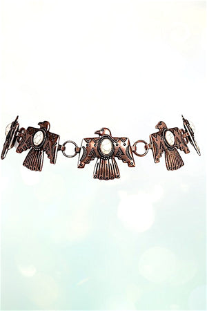 GEMSTONE ETCHED THUNDERBIRD CHAIN LINK BELT