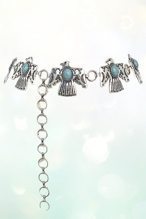GEMSTONE ETCHED THUNDERBIRD CHAIN LINK BELT