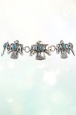 GEMSTONE ETCHED THUNDERBIRD CHAIN LINK BELT