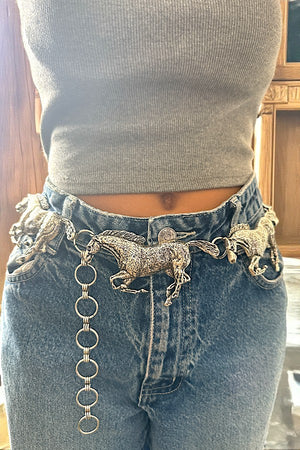WESTERN METAL HORSE LINK CHAIN BELT