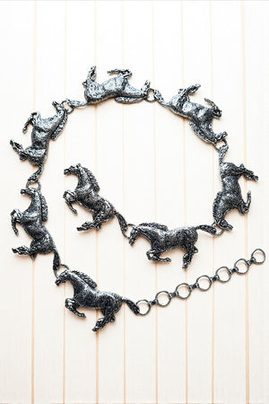 WESTERN METAL HORSE LINK CHAIN BELT