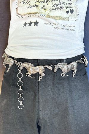 WESTERN METAL HORSE LINK CHAIN BELT