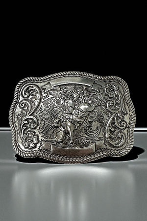 WESTERN BULL RIDING METAL PLATE BELT BUCKLE