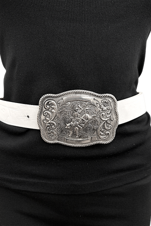 WESTERN BULL RIDING METAL PLATE BELT BUCKLE