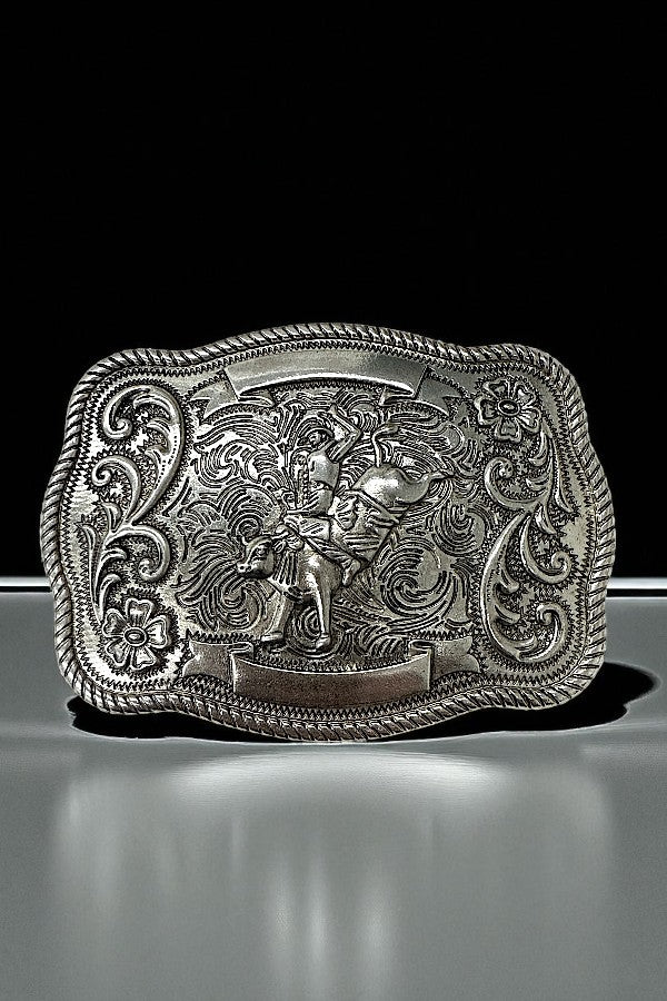 WESTERN BULL RIDING METAL PLATE BELT BUCKLE