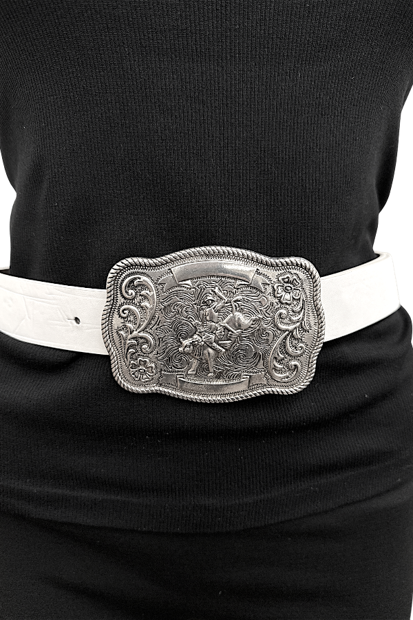WESTERN BULL RIDING METAL PLATE BELT BUCKLE