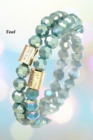 FACETED GLASS BEAD BRACELET