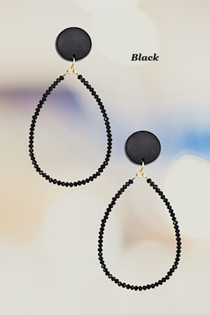 FACETED GLASS BEAD TEARDROP EARRING