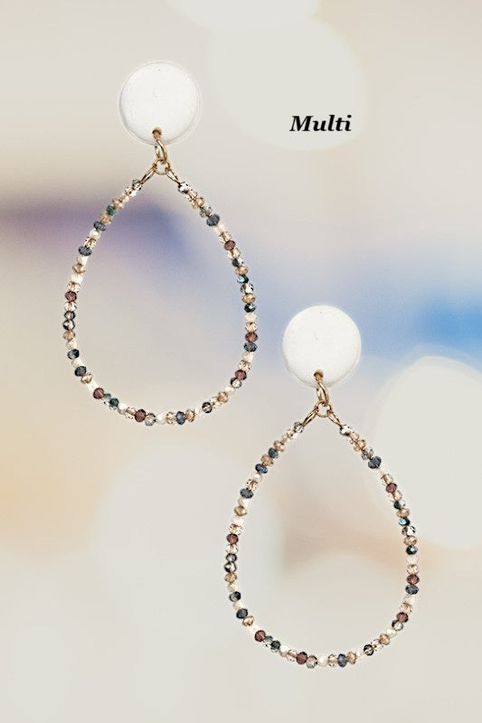 FACETED GLASS BEAD TEARDROP EARRING