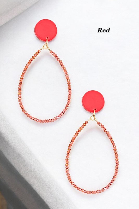 FACETED GLASS BEAD TEARDROP EARRING