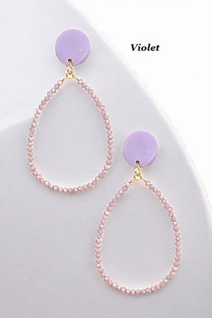 FACETED GLASS BEAD TEARDROP EARRING