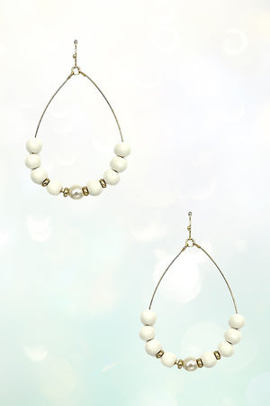 CLAY BALL BEAD PEARL CENTERED TEARDROP DANGLE EARRING