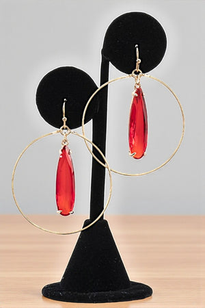 FACETED TEARDROP GEM CIRCLE LINK EARRING
