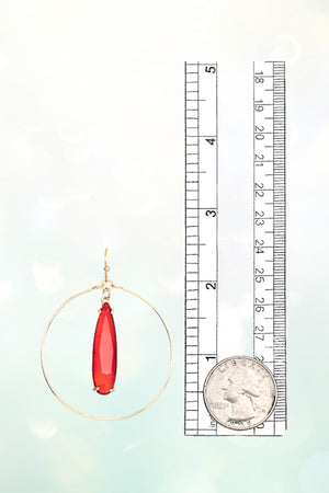 FACETED TEARDROP GEM CIRCLE LINK EARRING