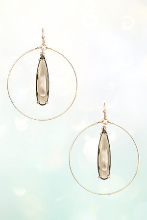 FACETED TEARDROP GEM CIRCLE LINK EARRING