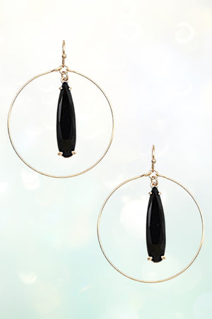 FACETED TEARDROP GEM CIRCLE LINK EARRING